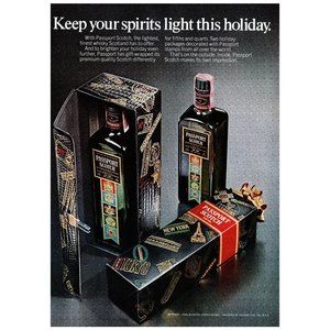 1972 Passport Scotch Keep Spirits Light This Holiday Vintage Print Ad Christmas